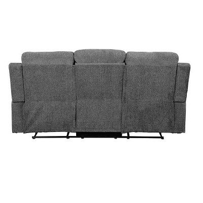 Kalen 78'' Gray Chenille Reclining Sofa with Cup Holders
