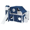 TIRAMISUBEST Twin/Full Size Loft Bed with Tent, Slide and Tower, Castle Style Wooden Loft Bedframe with Storage Staircase and Shelves - 3 of 4