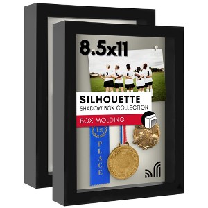 Americanflat 8.5x11 Shadow Box Frame in Black with Soft Linen Back - Composite Wood Frame with Shatter Resistant Glass for Wall and Tabletop - 2 Pack - 1 of 4