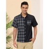 Lars Amadeus Men's Summer Plaid Patchwork Short Sleeves Button Checked Shirt - 2 of 4