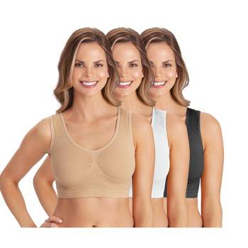 Collections Etc Front Hook Closure Stretchy Fabric Comfort Sleep Bra