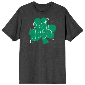 St Patrick's Day Luck Clover Crew Neck Short Sleeve Charcoal Heather Women's T-shirt - 1 of 3