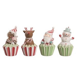 Transpac Resin Christmas Cupcake Figurine Set of 4 Christmas Home Decorations - 1 of 1