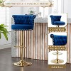 Skran Bar Stools Set of 2 with Tufted Back,Adjustable Seat,Velvet Swivel Counter Height Stools with Nailheads Trim,Upholstered Bar Chairs,Steel Base - 4 of 4