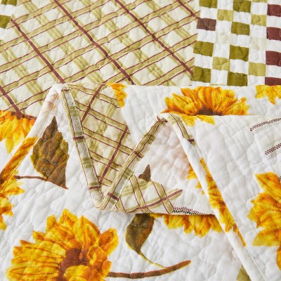 Acoinel Sunflower Patchwork Quilt Set - 3-Piece Reversible Bedspread with Pillow Shams, Queen Size Bedding(92"×96") — фото 7