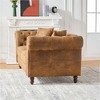 83" Chesterfield Tech Fabric Sofa with Roll Armrest, Upholstered Mid-Century Modern 3-Seater Couch with Throw Pillows for Living Room, Office - 4 of 4