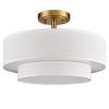 Brass 3-Light Ceiling Light with 2 Tier Fabric Drum Shade - 2 of 4
