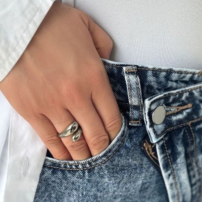 Adornia Tarnish Resistant Silver Plated Overlapping Chunky Bands Ring - image 2