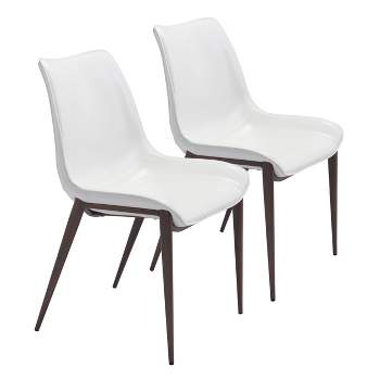 Set of 2 Encanto Dining Chairs White/Walnut - ZM Home