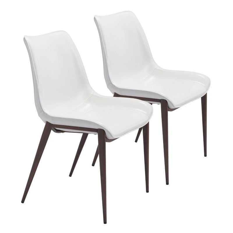 Set of 2 Encanto Dining Chairs White/Walnut - ZM Home, 1 of 9
