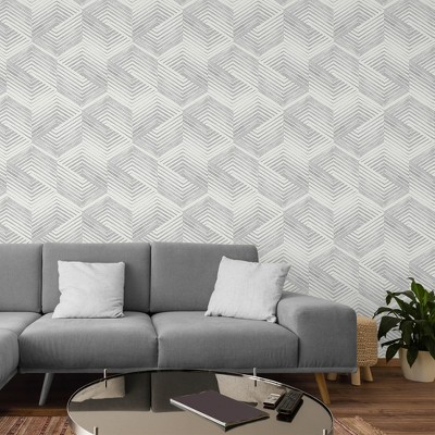 Gray and Ivory Geometric 3D Peel and Stick Wallpaper