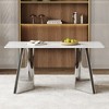Maliang 63"x31.5x30" Luxurious Snow Mountain Stone Slab Dining Table with Stainless Steel Legs - 3 of 4