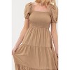 August Sky Women's Smocked Solid Tiered Midi Dress - 4 of 4