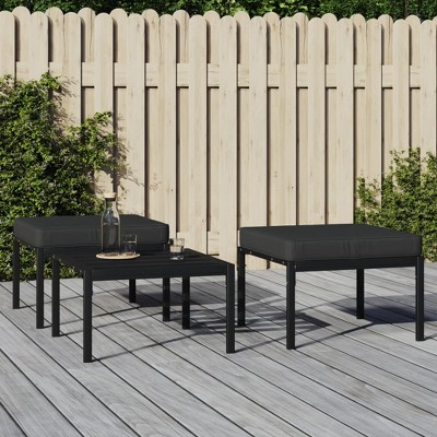 vidaXL Patio Footstools with Gray Cushions 2 pcs 23.6 in.x23.6 in.x13.8 in. Steel