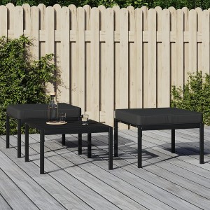 vidaXL Patio Footstools with Gray Cushions 2 pcs 23.6 in.x23.6 in.x13.8 in. Steel - 1 of 4