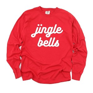 Simply Sage Market Women's Jingle Bells Bold Cursive Long Sleeve Garment Dyed Tee - 1 of 4