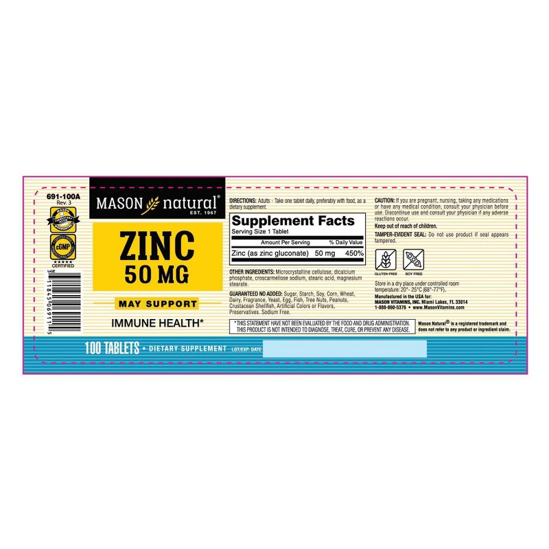 Mason Natural Zinc 50mg Dietary Supplement - 100ct, 5 of 6