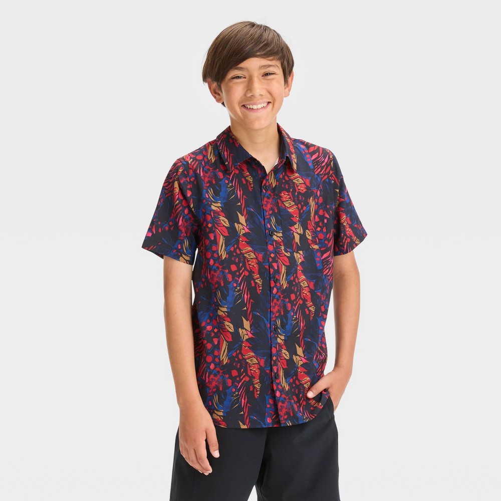 Boys' Printed Woven Shirt - All in Motion™ Black/Red XS