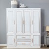 Livelylodge 74" Tall Freestanding 4-Doors 2-Drawers Wooden Wardrobe Armoire - White - image 4 of 4