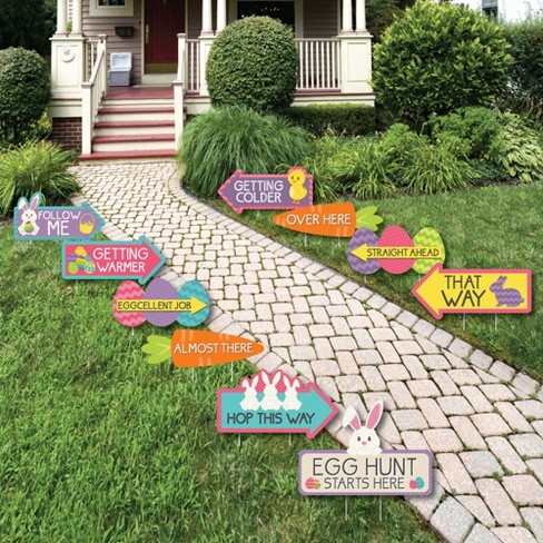 Big Dot of Happiness Easter Egg Hunt Arrow Yard Signs - Outdoor Easter Bunny Yard Decorations - 10 Piece - image 1 of 4