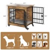 27.1" Dog Crate Furniture with Cushion and Wheels, Wooden Dog Kennel Indoor for Small Dogs, Rustic Brown - 3 of 4