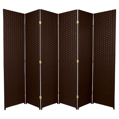 6 ft. Tall Woven Fiber Room Divider - Dark Mocha (6 Panels)