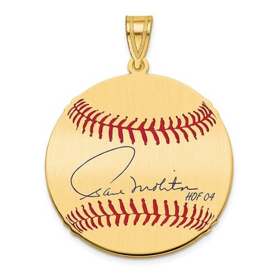 Black Bow Jewelry 14K Gold Plated Paul Molitor Signature MD Enamel Baseball Pendant