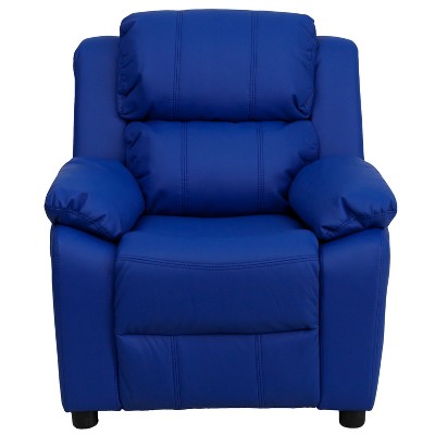 Cozy Spot Child-Sized Recliner with Storage Arms in Black Microfiber