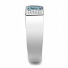 Slickblue Men's Polished Stainless Steel Ring with Sea Blue Synthetic Stone and Clear CZ, No Plating, Size 8-13 - 3 of 4