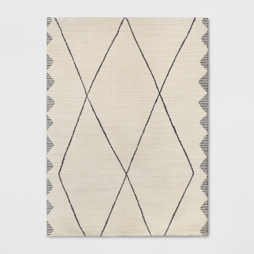 9'2inx12' Glacier Diamond Woven Area Rug Cream - Project 62™