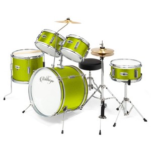 Ashthorpe 5-Piece Complete Junior Drum Set with Brass Cymbals - Advanced Beginner Drum Kit - 1 of 4