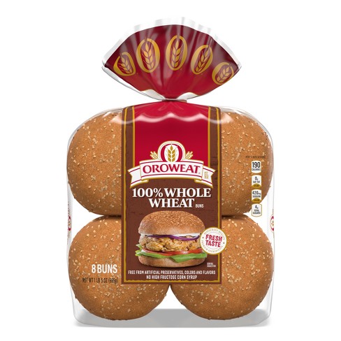Oroweat 100% Whole Wheat Hamburger Buns - 1lbs/8ct - image 1 of 4