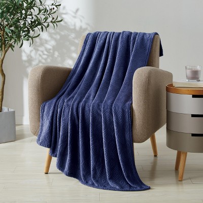 Kate Aurora Ultra Soft & Plush Modern Ogee Fleece Throw Blanket Covers - 50 in. W x 60 in. L