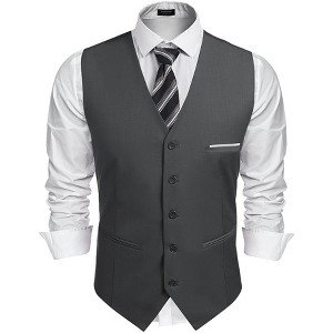 COOFANDY Men's Suit Vest Slim Fit Business Formal Waistcoat Casual Dress Vest - 1 of 4