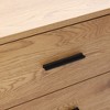 LuxenHome Oak Finish MDF Wood 3-Drawer Sideboard Cabinet with Sliding Doors & Rounded Corners - 3 of 4