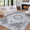 Washable Vintage Oriental Rug Non Slip Low Pile Rug Soft Throw Floor Cover Retro Medallion Indoor Carpet for Living Room Bedroom - 2 of 4