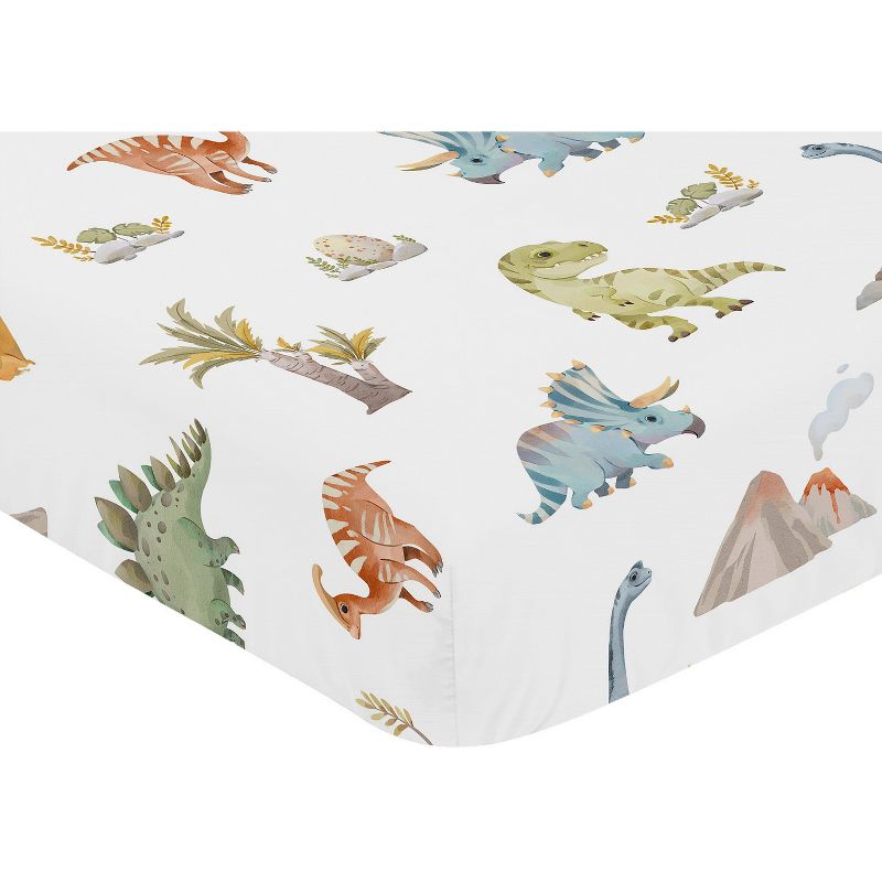 Sweet Jojo Designs Boy Baby Fitted Crib Sheet Watercolor Dinosaur Dino Multicolor, 4 of 8