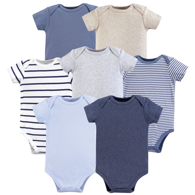 Hudson Baby Infant Boy Cotton Bodysuits 7pk, Boy Basic, 1 of 3