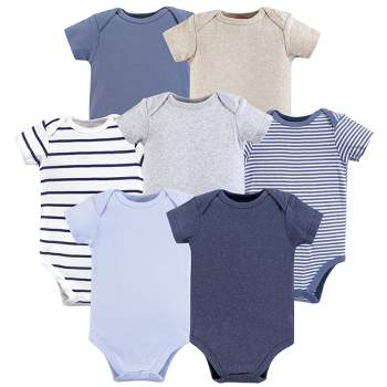 Hudson Baby Infant Boy Cotton Bodysuits 7pk, Boy Basic