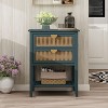 Okak Rustic 2-Drawer Bedroom Dressers End Table with Natural Rattan,Side Table for Entryway Study,Wooden Dresser Chest, Green - 2 of 4