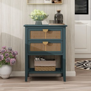 NicBex Modern American Farmhouse End Table with 2 Drawers & Bottom Shelf,Rustic Side Table,Console Table for Bedroom,Living Room - 1 of 4