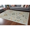 Gray Ivory and Gold Wool Floral Hand Knotted Area Rug With Fringe - 2 of 4