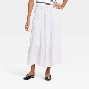 Women's Tiered Skirt - A New Day™ White M : Target