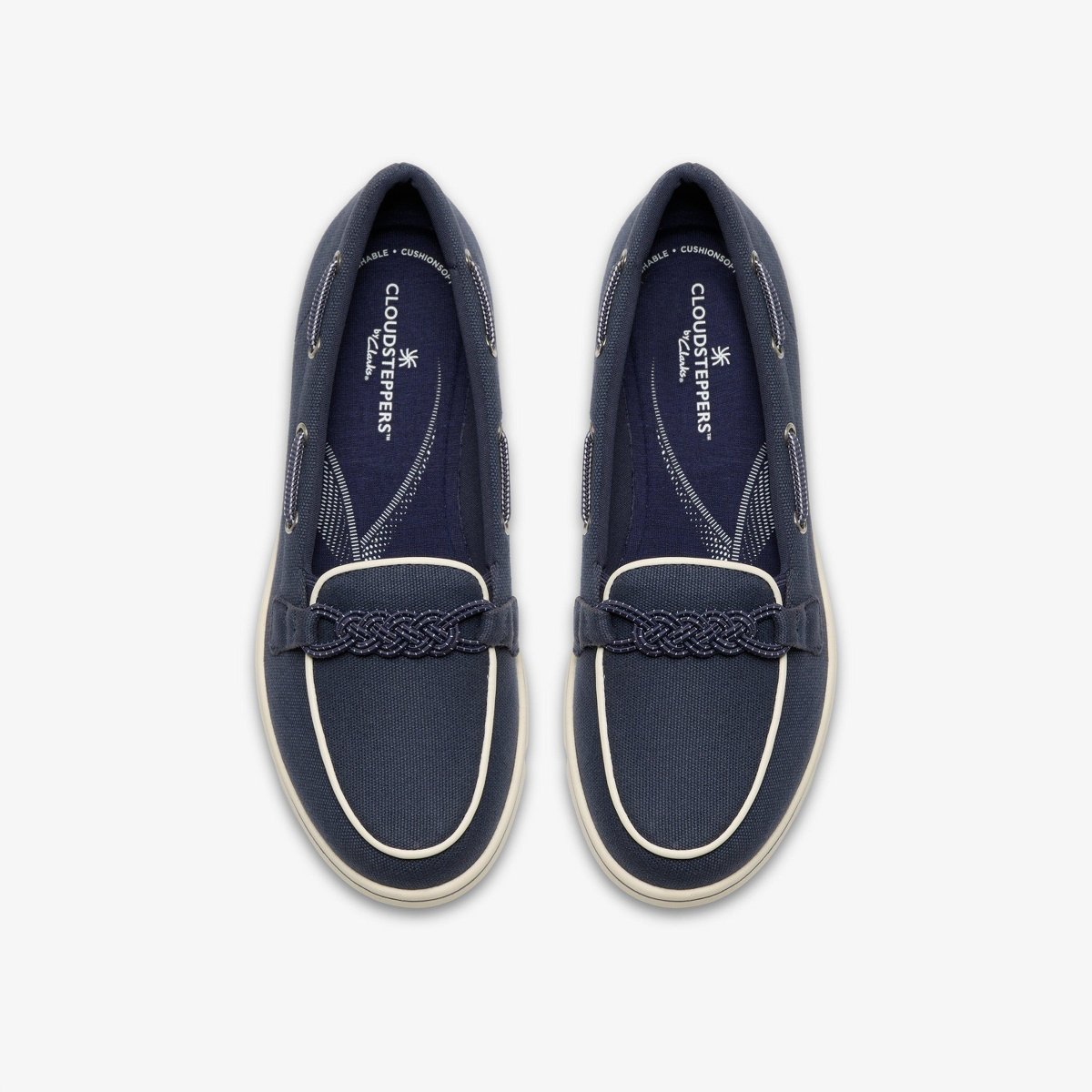 Обувь Clarks Cloudsteppers Womens Breeze Sky Bay Navy Canvas Shoes 10 Medium — фото 6