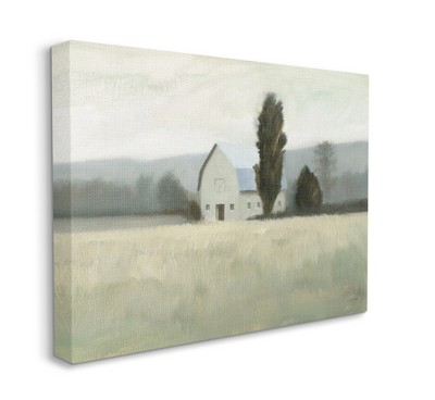 Stupell Industries Farmside Landscape White Barn Green Meadow