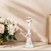 Vintage Metal Candle Holder with Accent Flowers, 14" Tall, Rustic White Finish, Home Decor, Large Size - 2 of 4