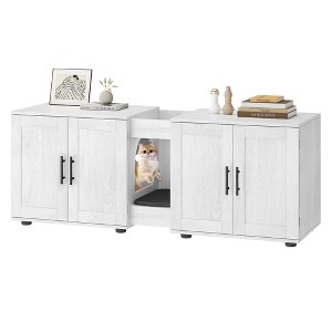 Large Cat Litter Box Enclosure Furniture for 2 Cats, 55" Hidden Litter Box Cabinet with Double Compartments & Swinging Barn Doors - 1 of 4