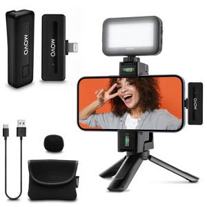 Movo VSK3 Vlogging Kit for iPhone 14 and below with Wireless Light, Mic, Tripod (Lightning) - 1 of 4