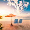 DSVIMOY Outdoor Portable Chairs, 2-Piece Folding Camping Chairs, Portable Beach Chair for Outdoor, White & Blue, 22"*22"*34.5" - 2 of 4