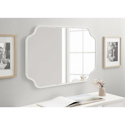 White Scalloped Rectangular Wood Vanity Wall Mirror, 24x36